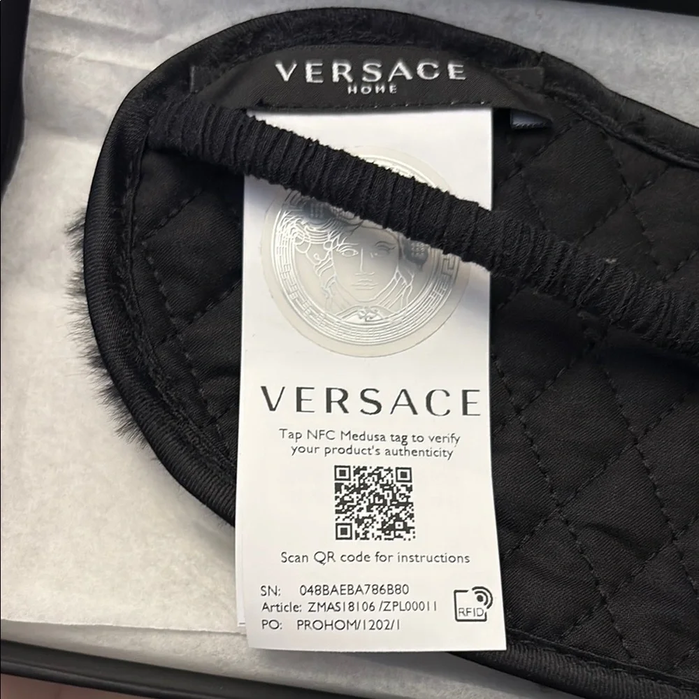 Versace Black and Gold Designer Face Mask faux fur glitter